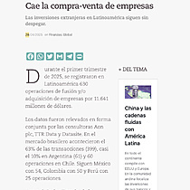 Cae la compra-venta de empresas